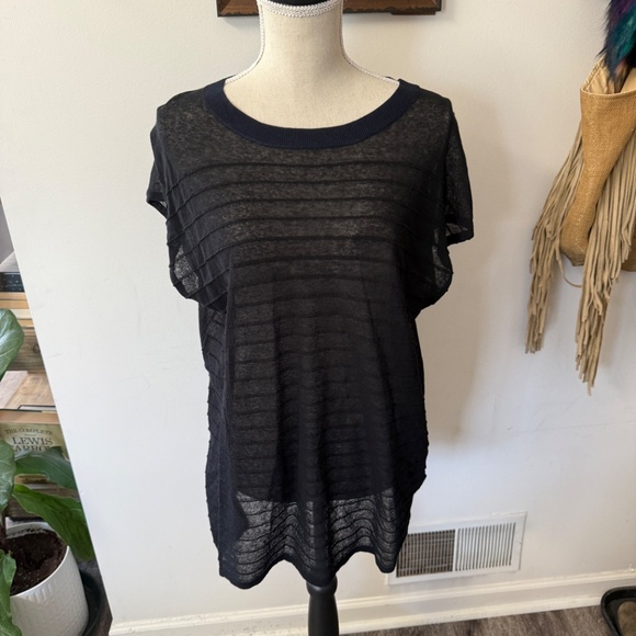 Rag & Bone Noreen Top Black Navy Sheer S - Picture 2 of 6